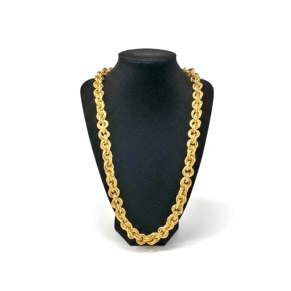 Vintage Givenchy Gold Plated Chunky Thick Gold Plated Necklace 24” Long One Size